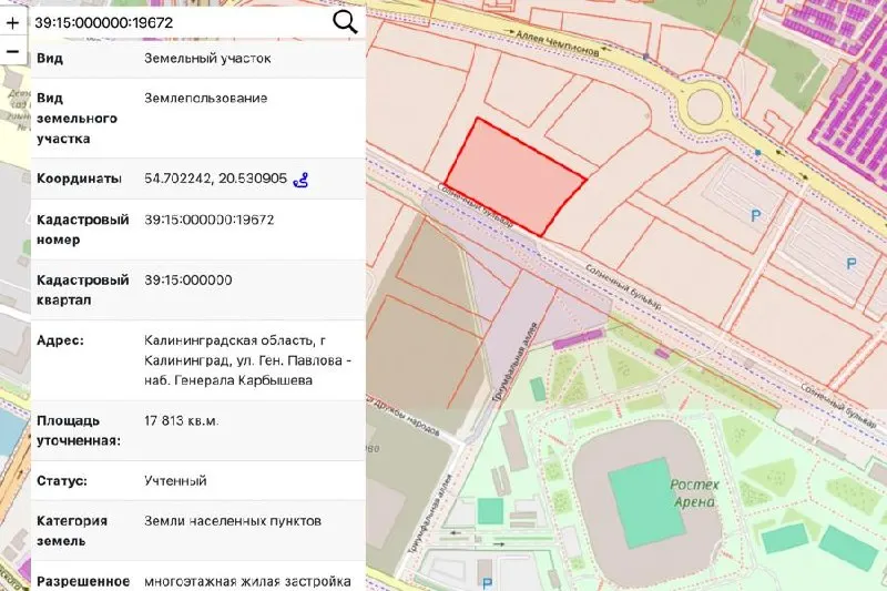 Негосударственная экспертиза одобрила проект «урбан-блоков» со встроенной автостоянкой в районе Аллеи Чемпионов и Солнечного бульвара; участок 17 813 кв.м., кадастровая стоимость — 105,44 млн руб.