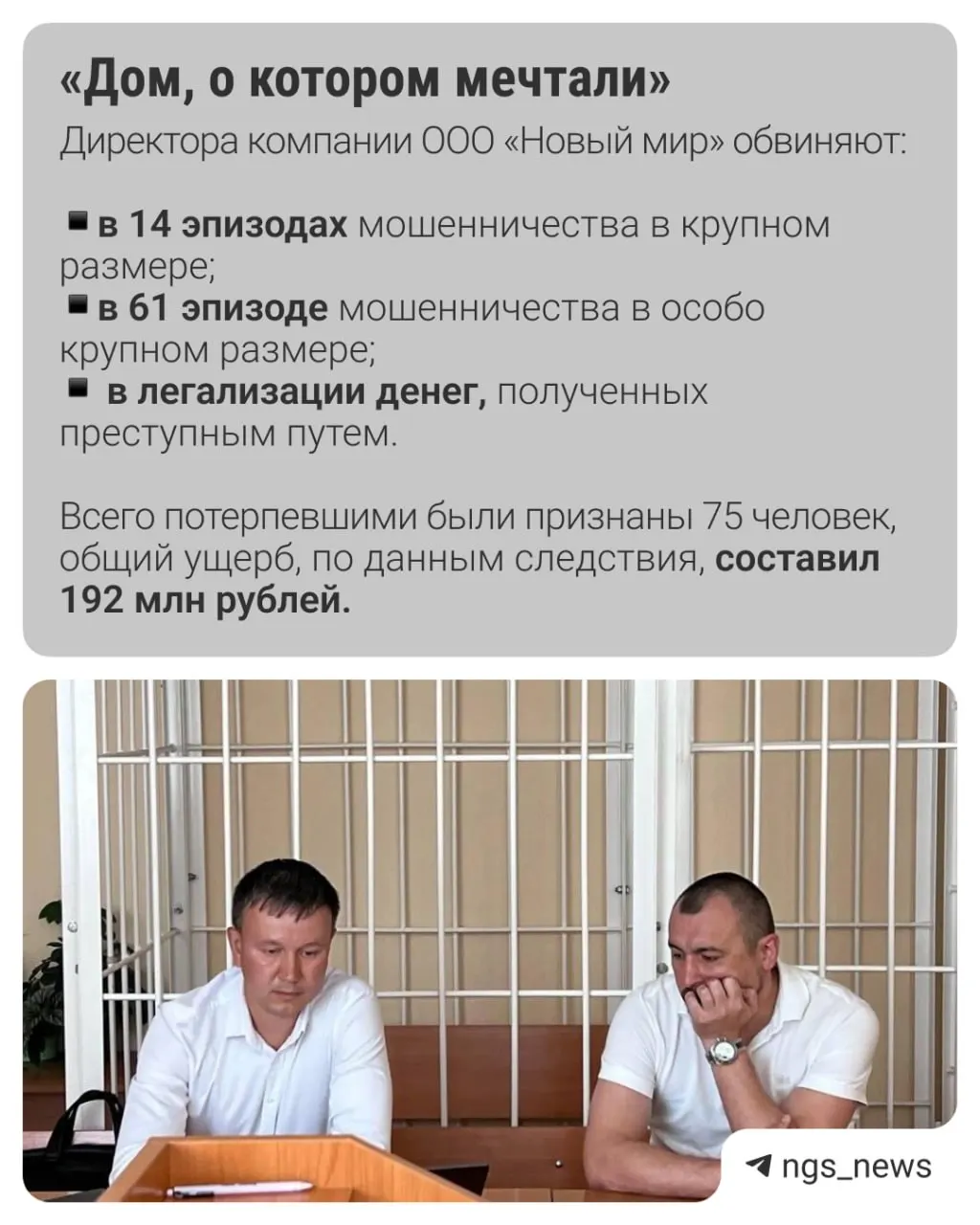 Владелец ООО «Новый мир» обвиняется в крупном и особо крупном мошенничестве: покупатели ипотек на строительство загородных домов остались без жилья и с миллионными долгами.